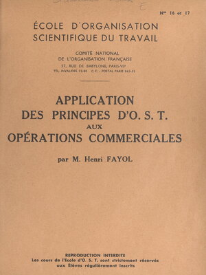 cover image of Application des principes d'O.S.T. aux opérations commerciales